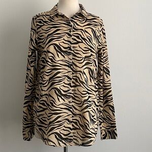 H&M Zebra Striped Button Down Blouse Size 4